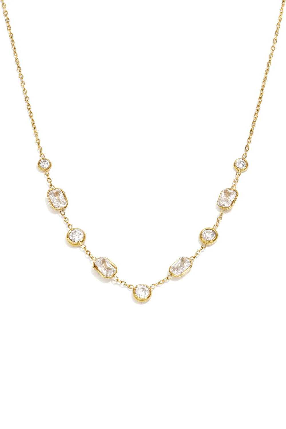 Strass ketting wit goud