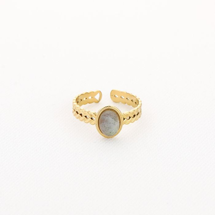 Ring twisted oval goud grijs