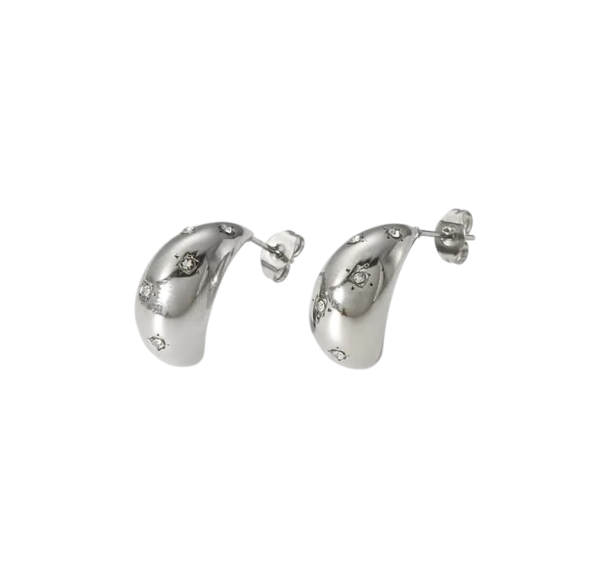 Sparkling drop oorbellen zilver