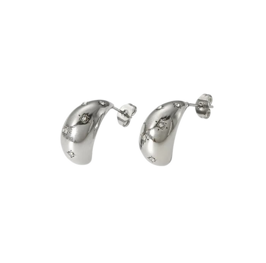 Sparkling drop oorbellen zilver
