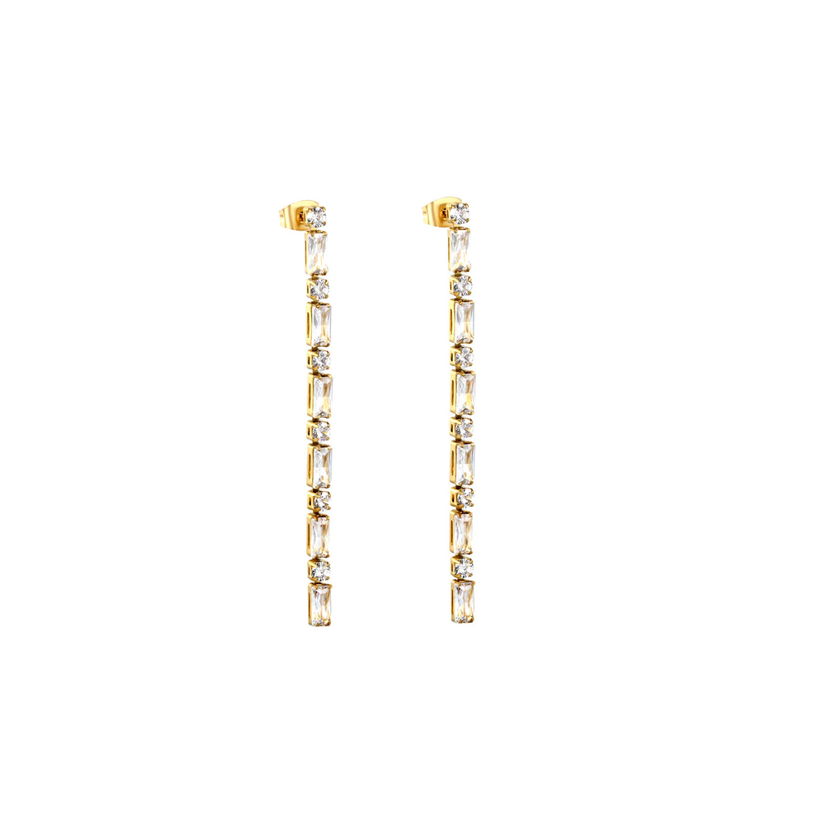 Lange oorbellen diamantjes goud