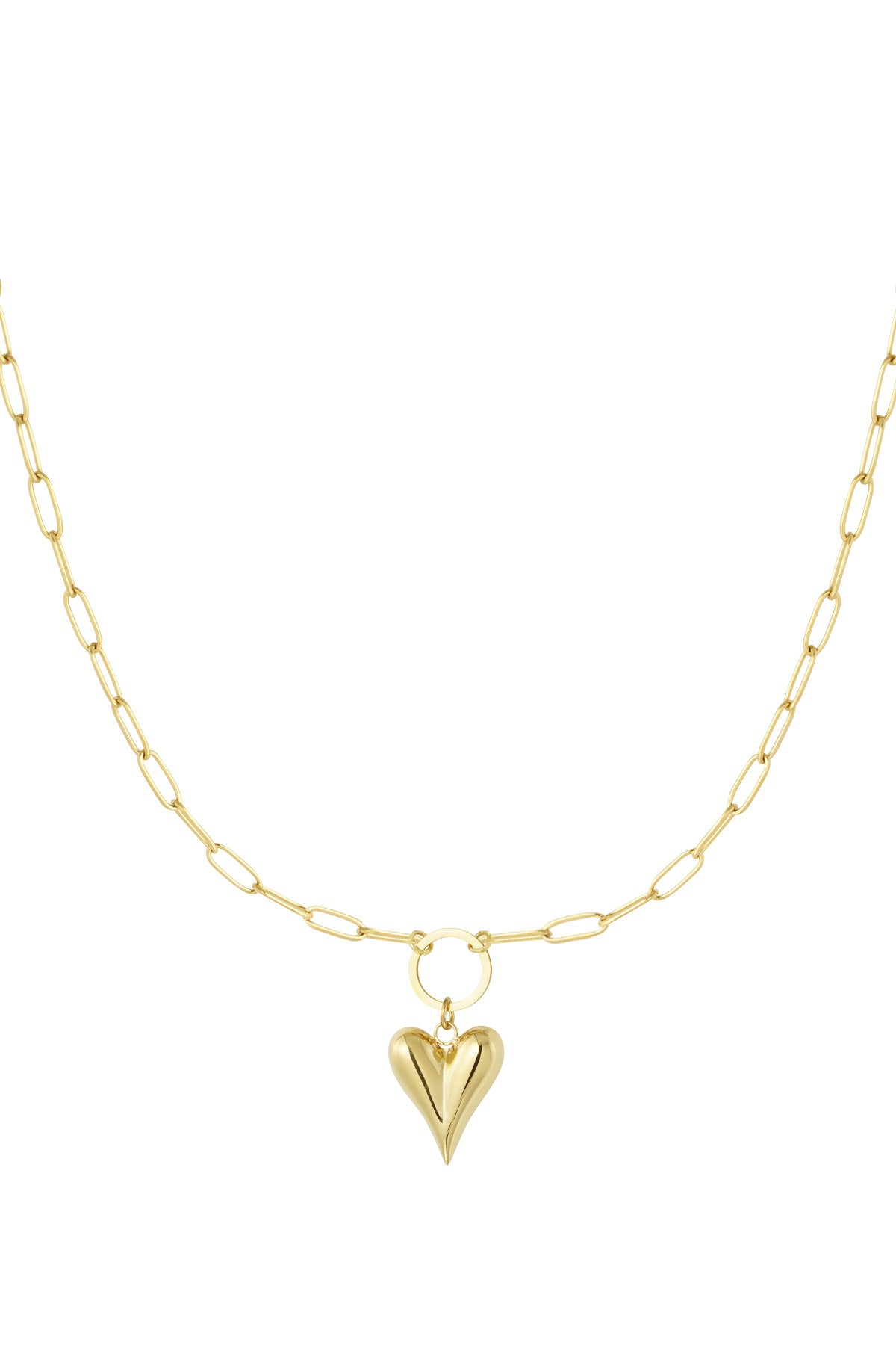 Schakelketting met hartje lang goud