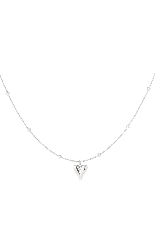 Hart ketting met bolletjes zilver