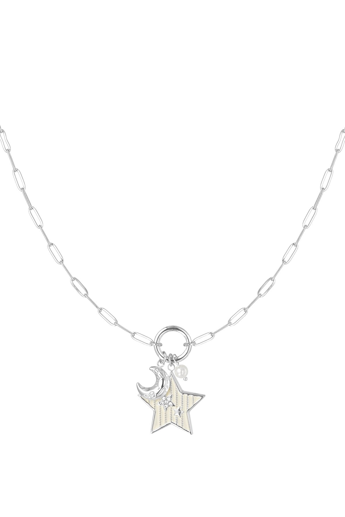 Ster en maan ketting zilver