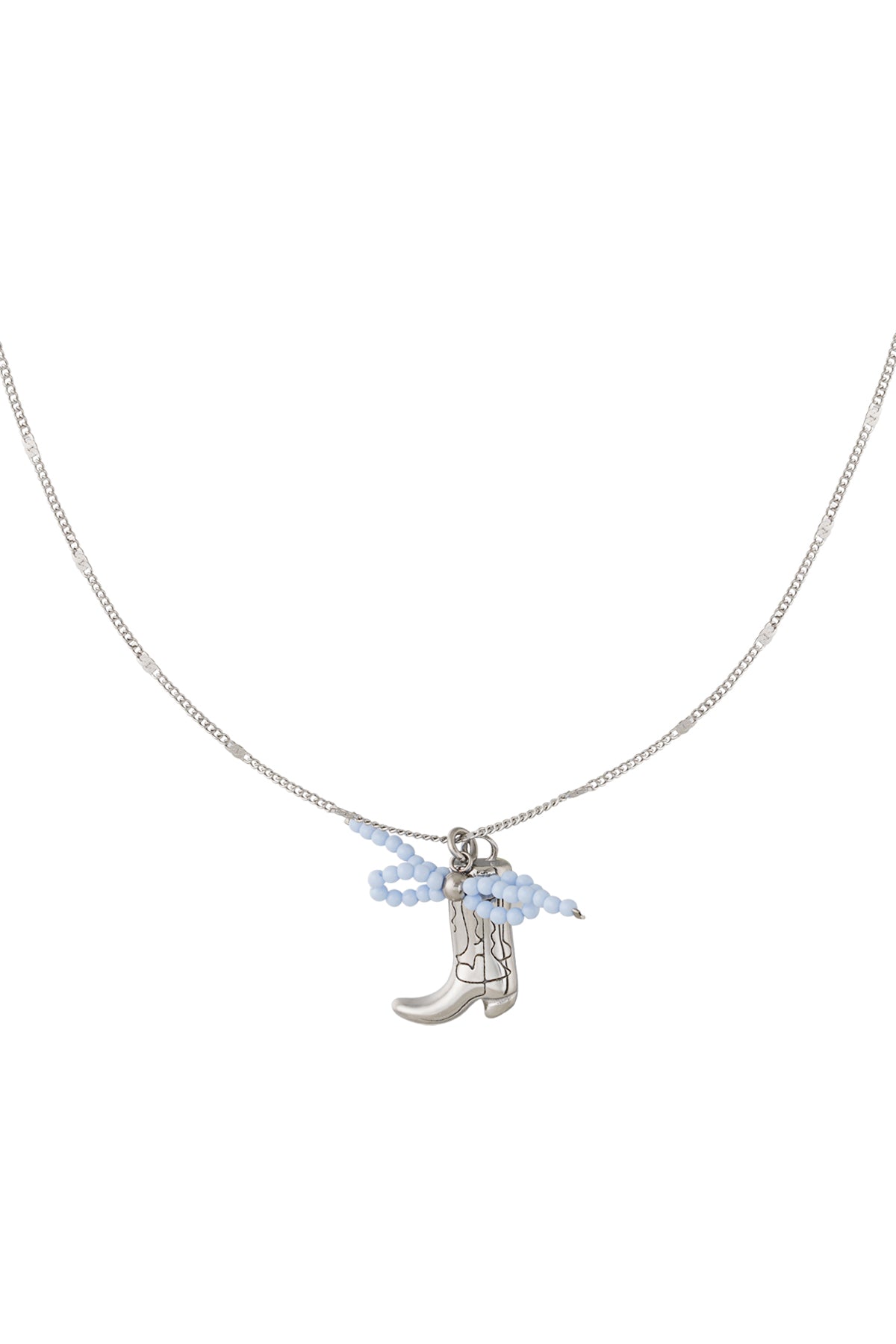 Cowboylaarsje ketting zilver
