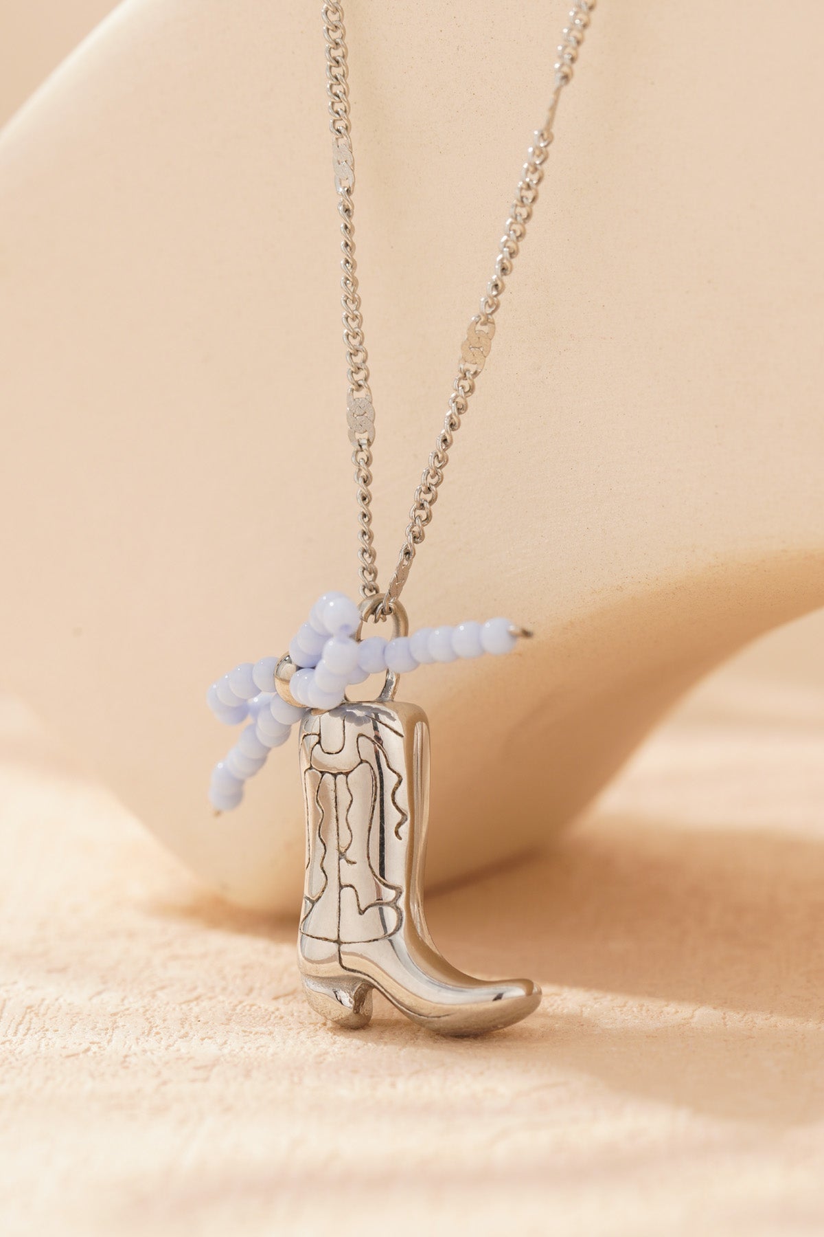 Cowboylaarsje ketting zilver