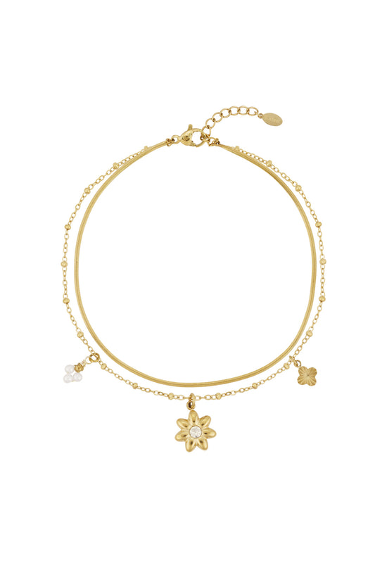 Enkelbandje mini flower goud