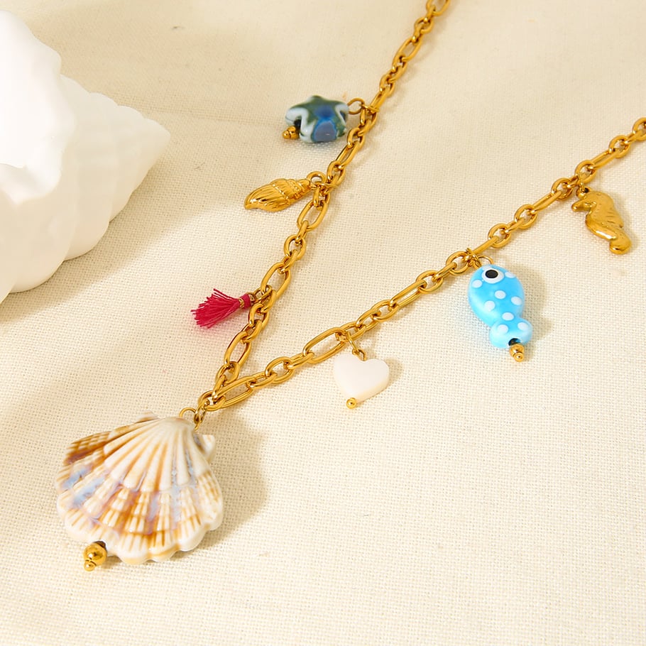 Bedelketting schelp goud