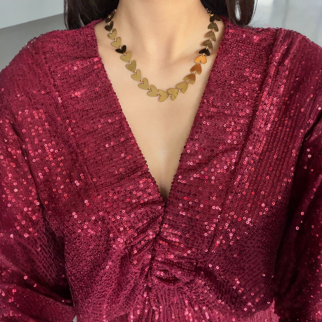 Full hearts ketting goud