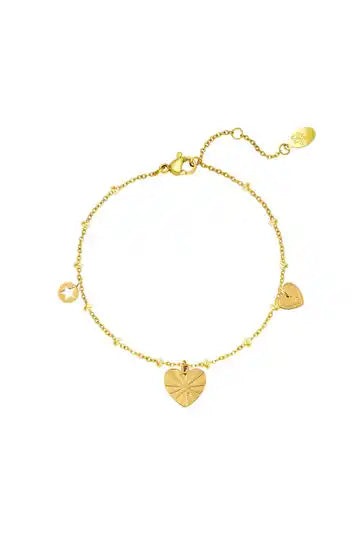 Triple hearts bracelet gold