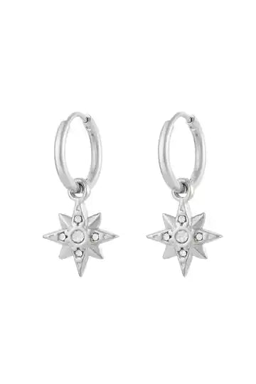 Sparkling star earrings silver