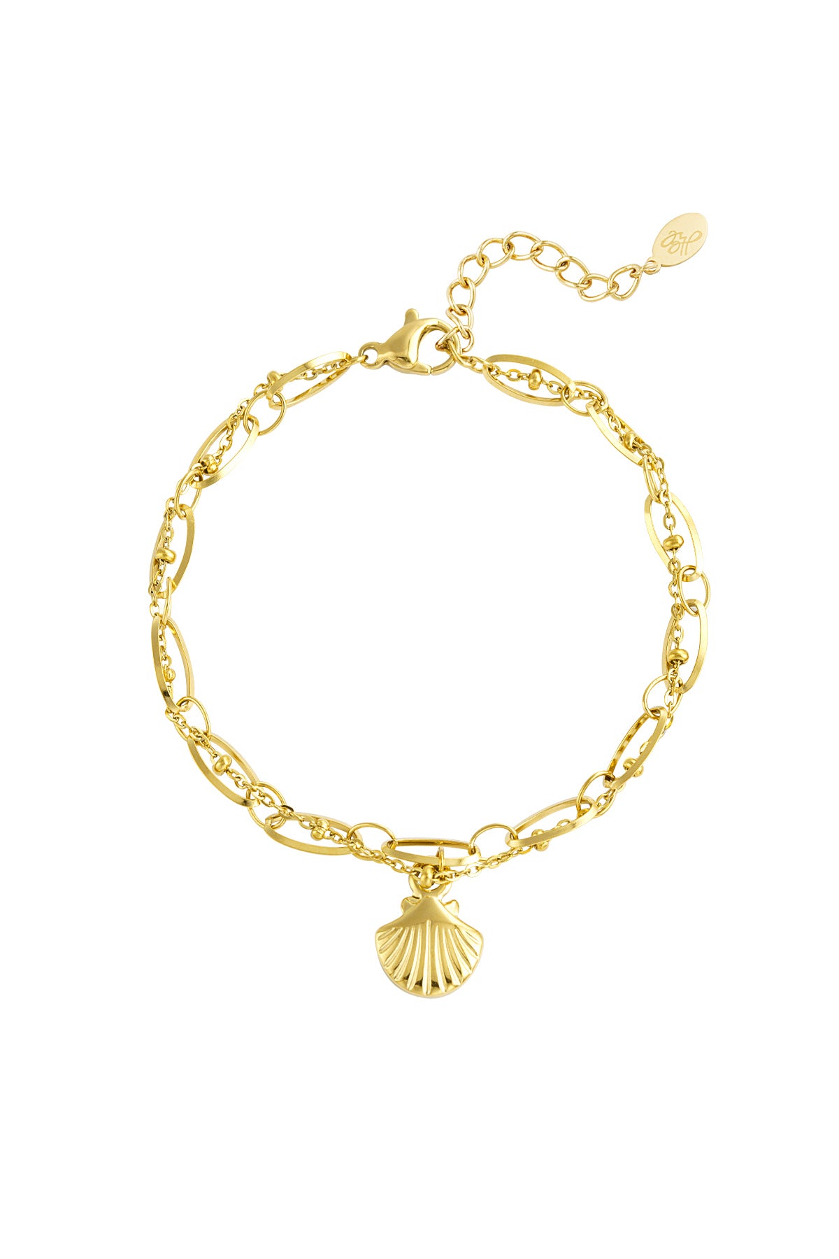 Shell armband goud