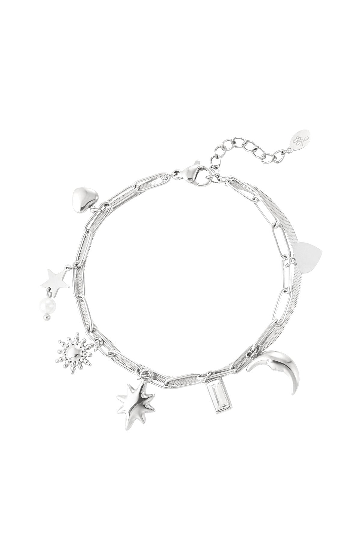 Ster en maan armband zilver