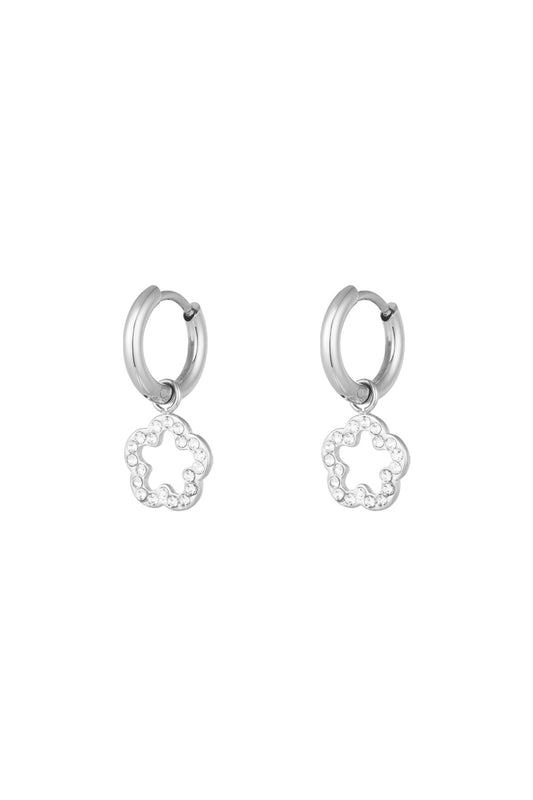 Shimmer bloom oorbellen zilver