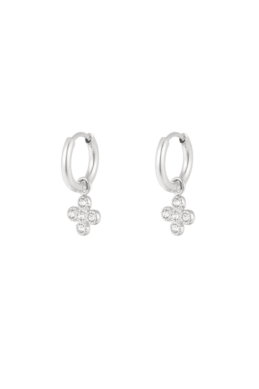 Shimmer clover oorbellen zilver