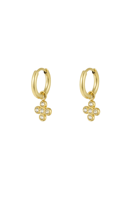 Shimmer clover oorbellen goud