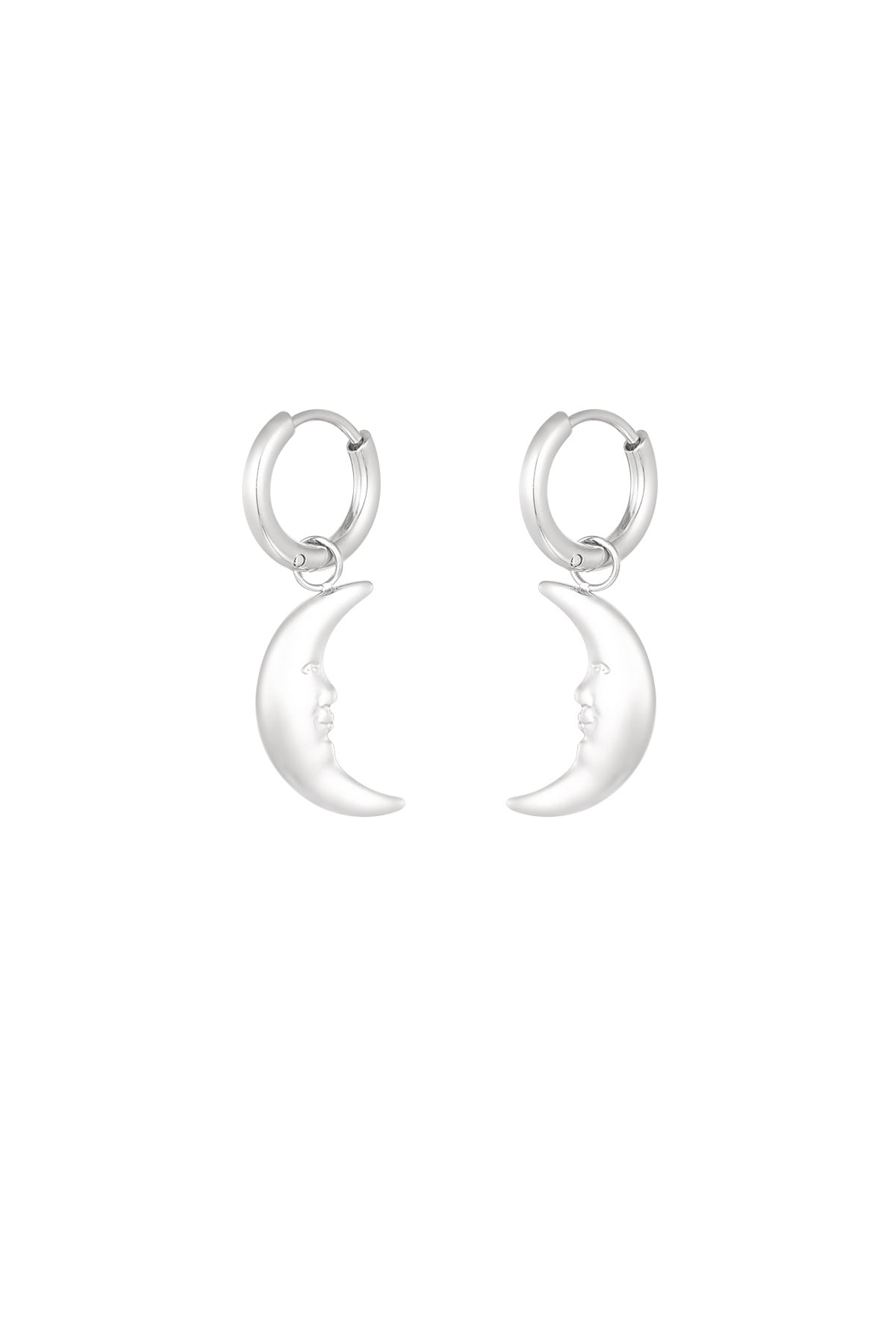 Moon oorbellen zilver