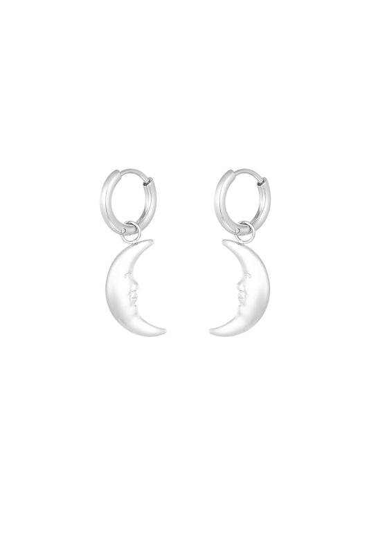Moon oorbellen zilver