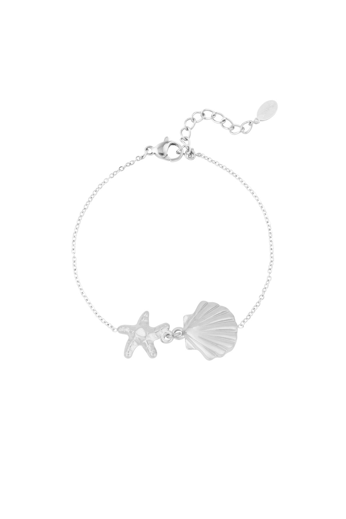 Double shell armband zilver