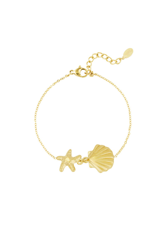 Double shell armband goud