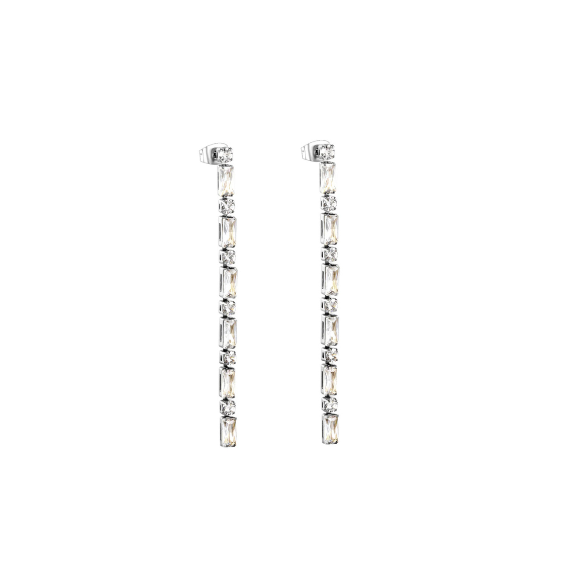 Lange oorbellen oorbellen diamantjes zilver