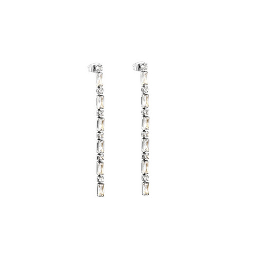 Lange oorbellen oorbellen diamantjes zilver