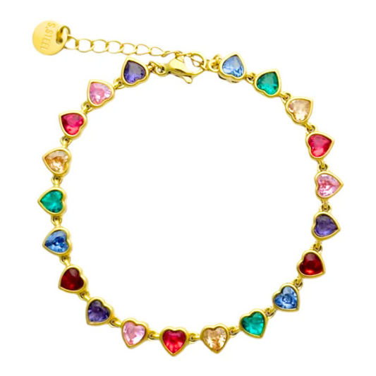 Hartjes armband met diamantjes kleur goud