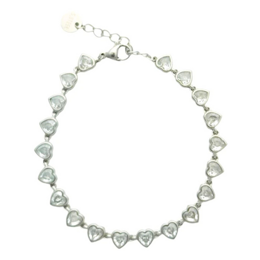Hartjes armband met diamanten zilver