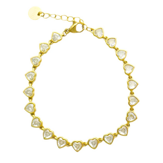 Hartjes armband met diamanten goud