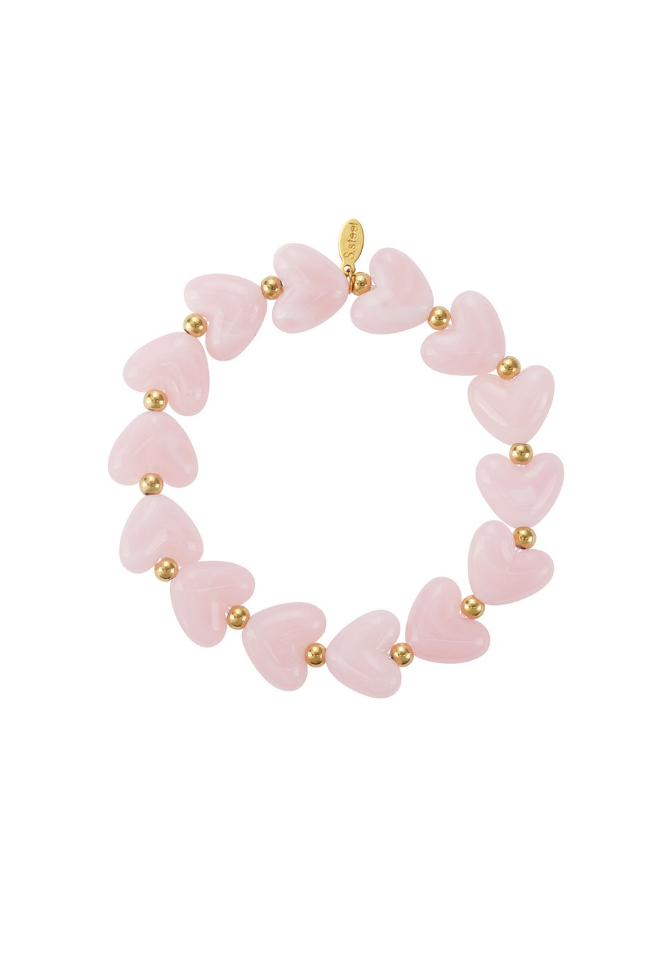 Hartjes armband kralen roze