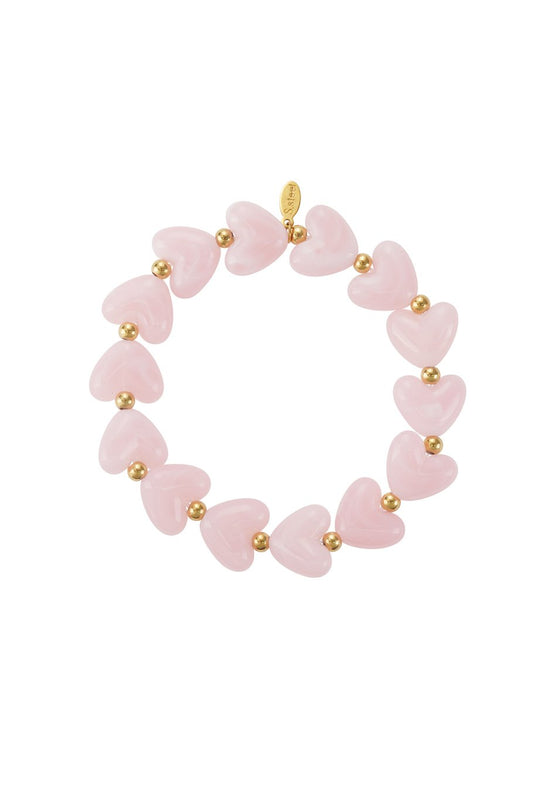 Hartjes armband kralen roze