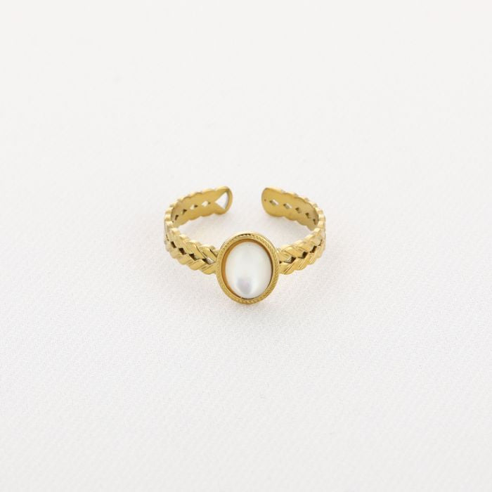 Ring twisted oval goud wit