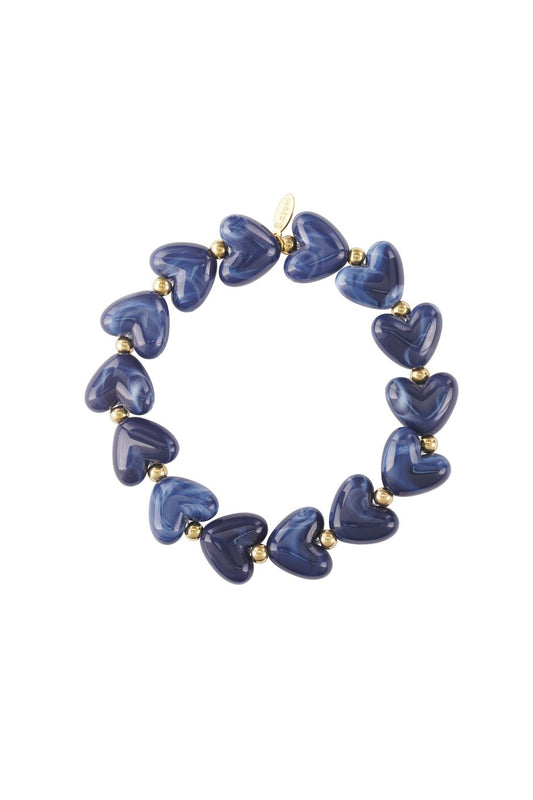 Hartjes armband kralen navy