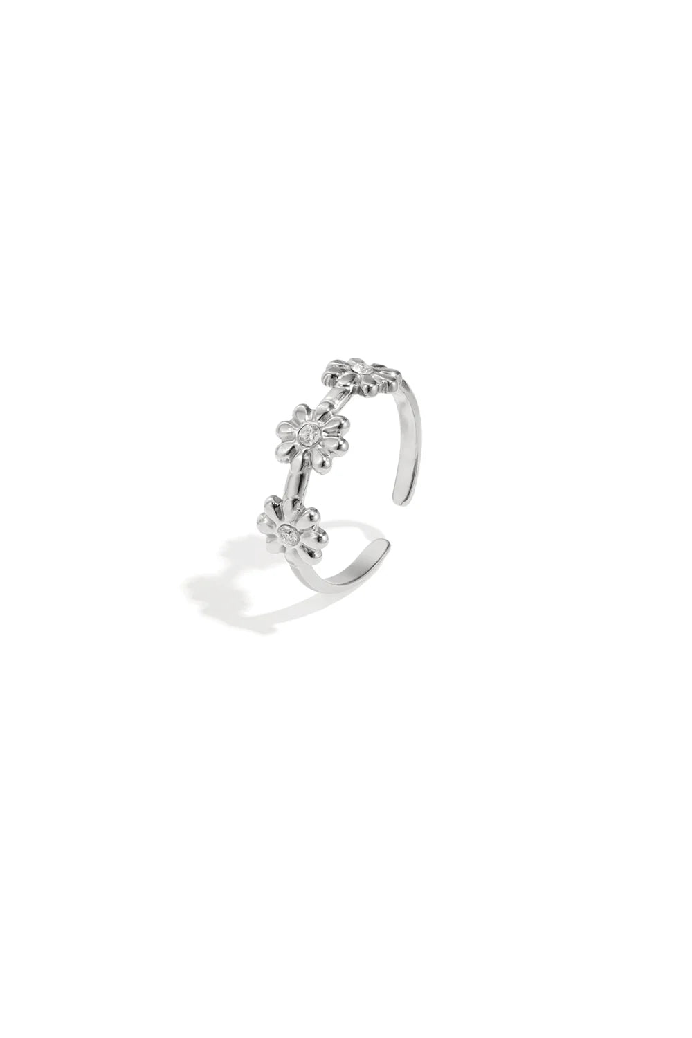 Ring drie bloementjes zilver