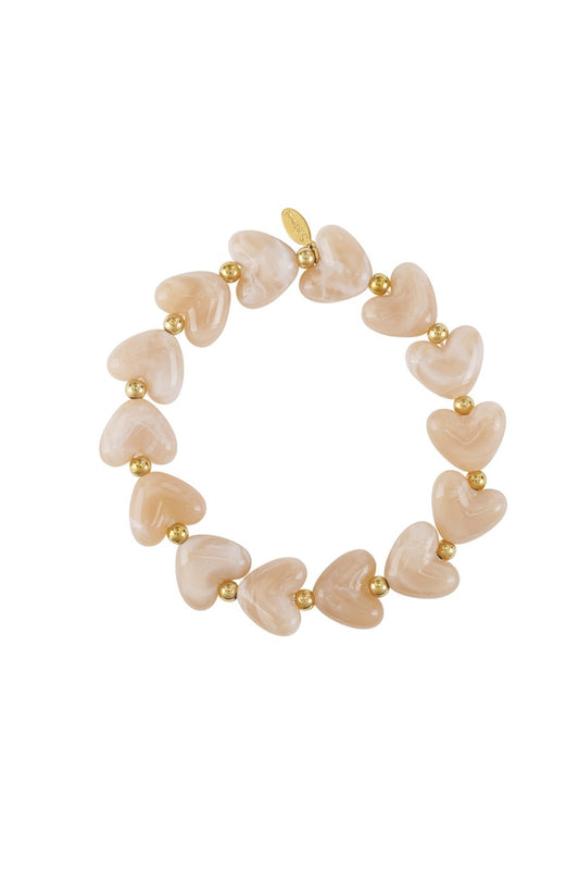Hartjes armband beige