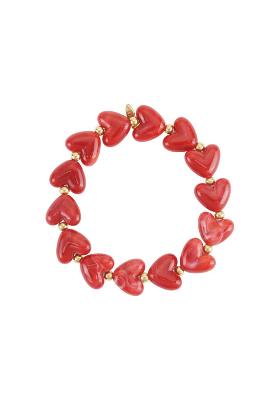 Hartjes armband rood