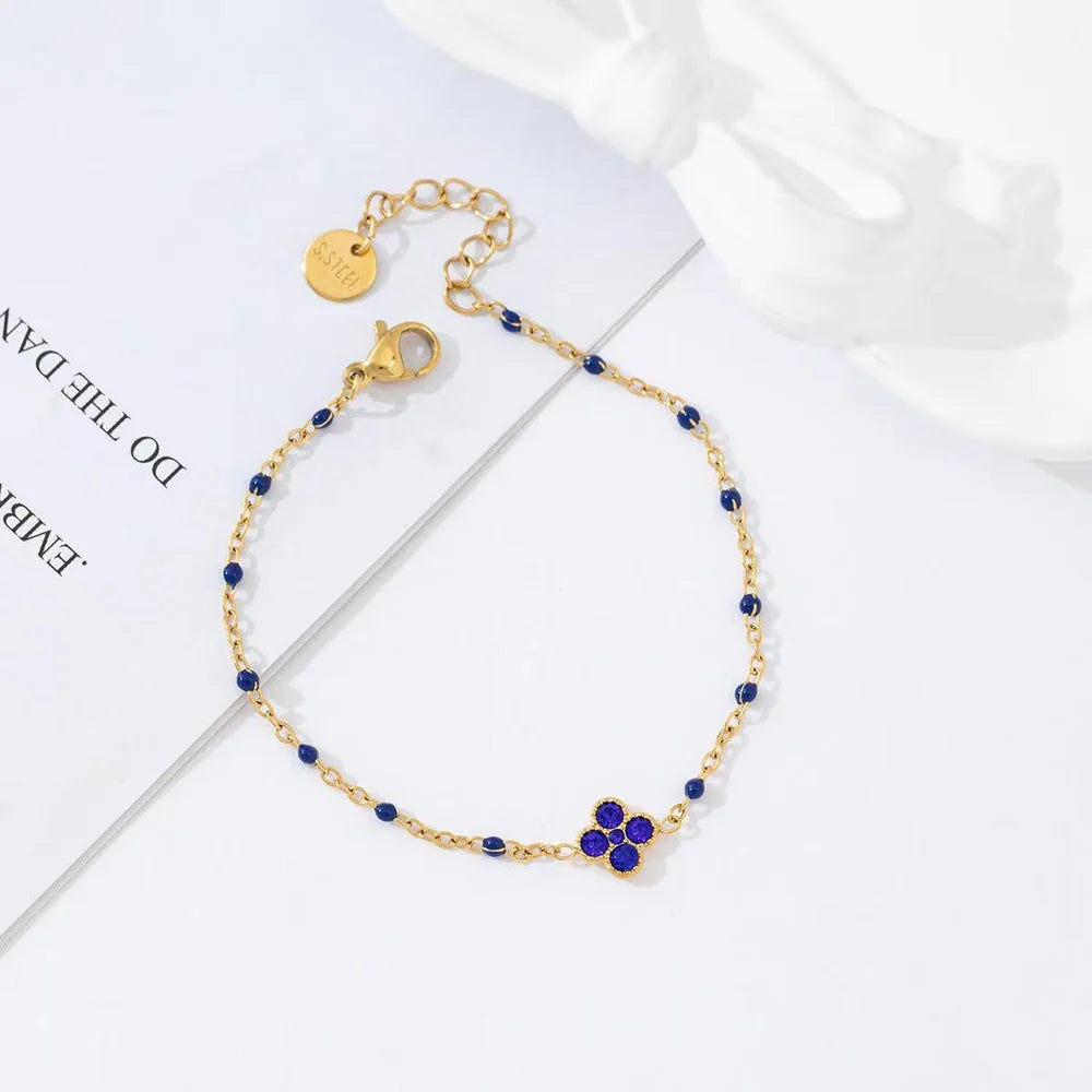 Armband klaver blauw