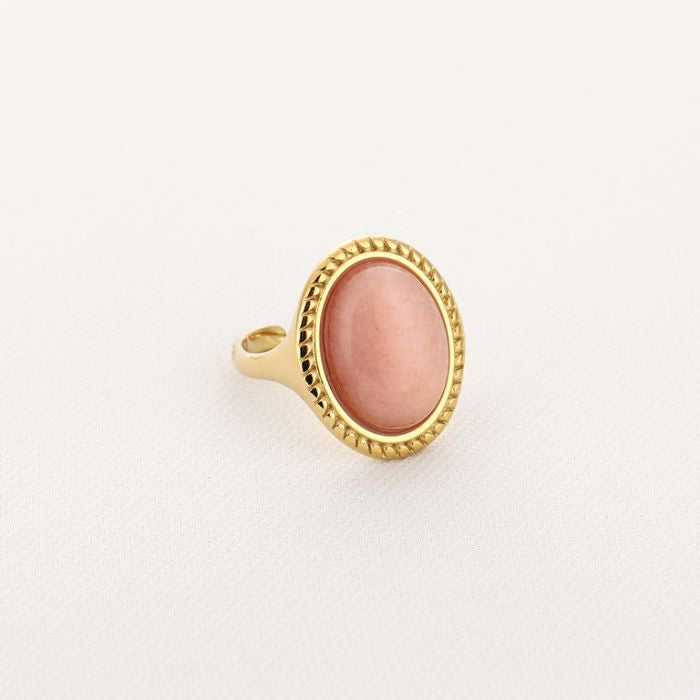 Chunky ring lichtroze goud