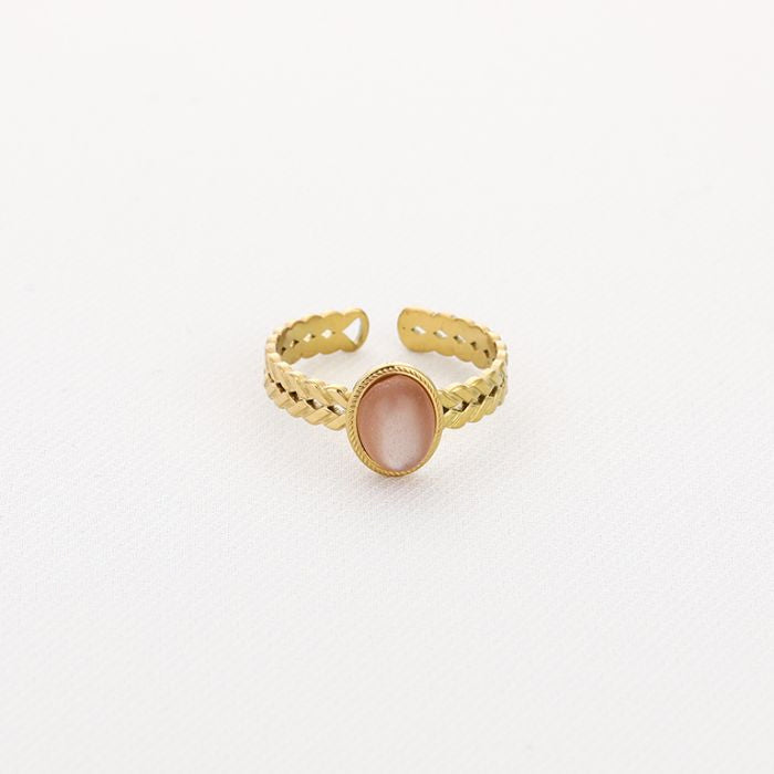 Ring twisted oval goud roze