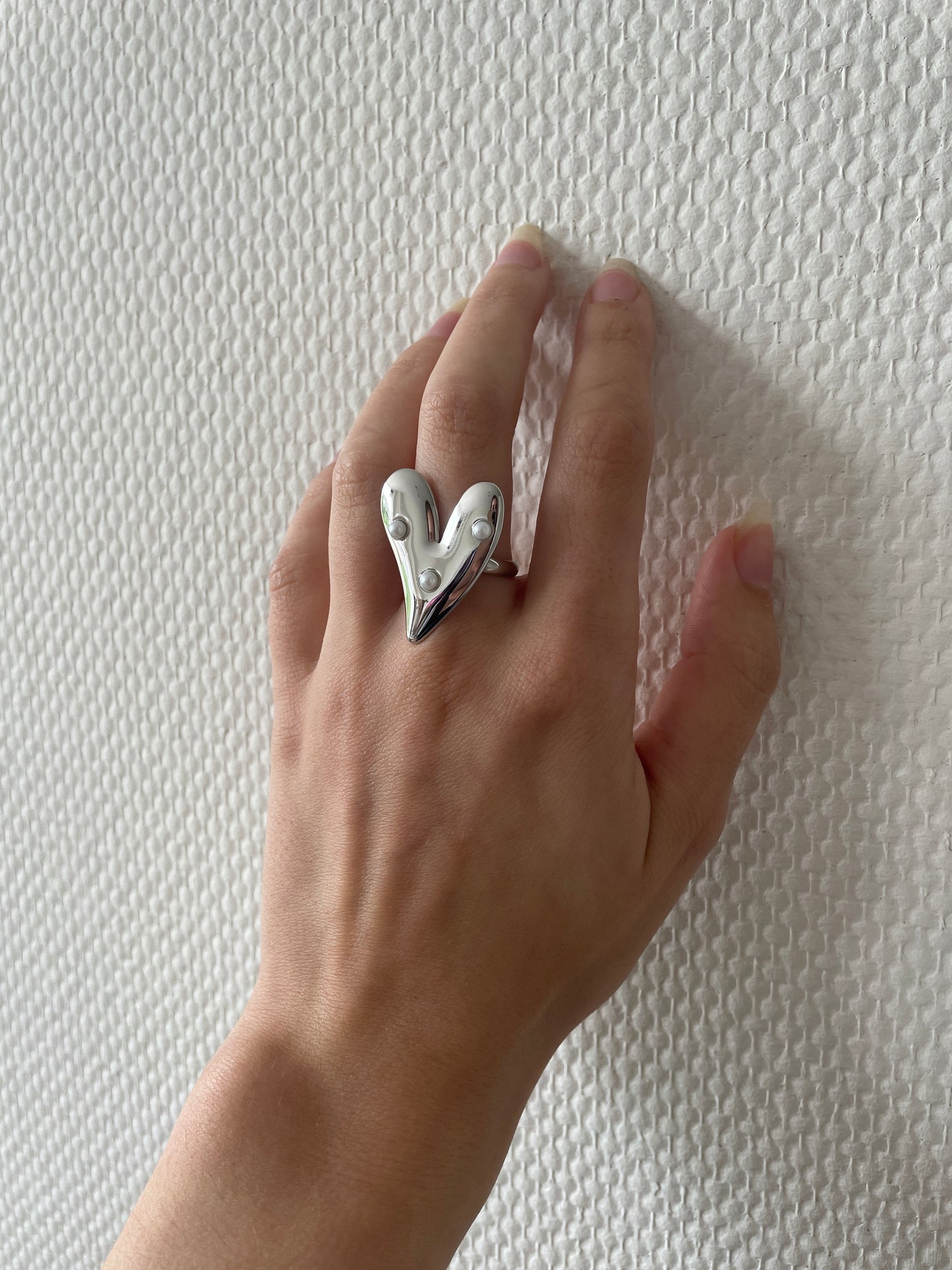 Parel hart ring zilver
