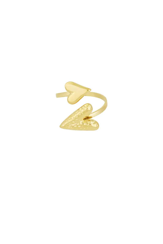 Dubbel hart ring goud