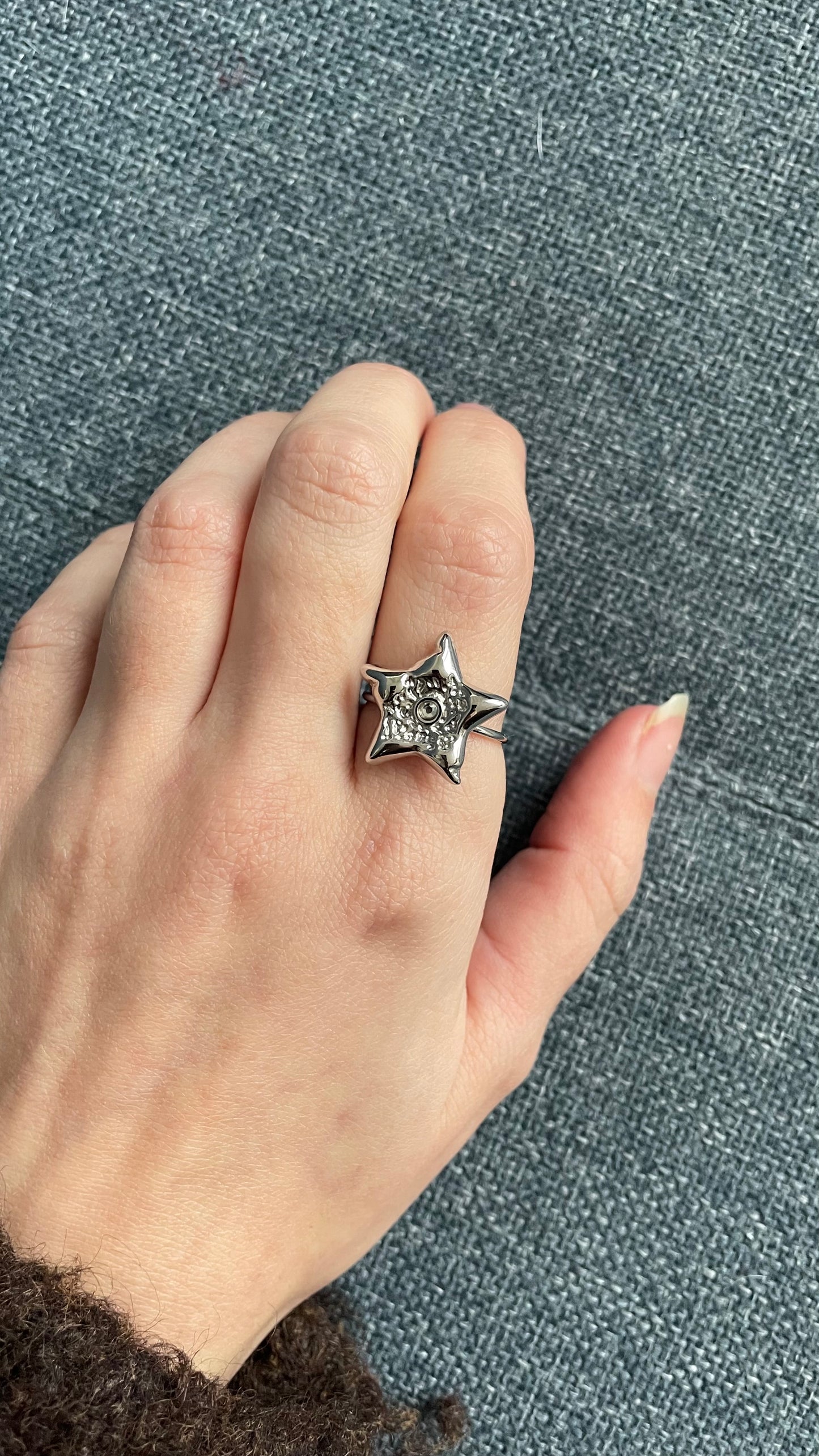 Big star ring zilver