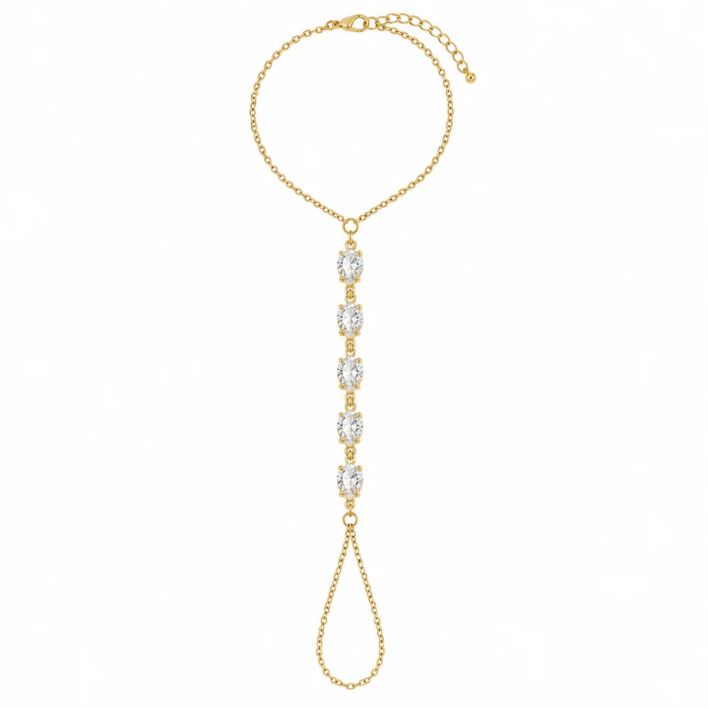 Handchain strass goud