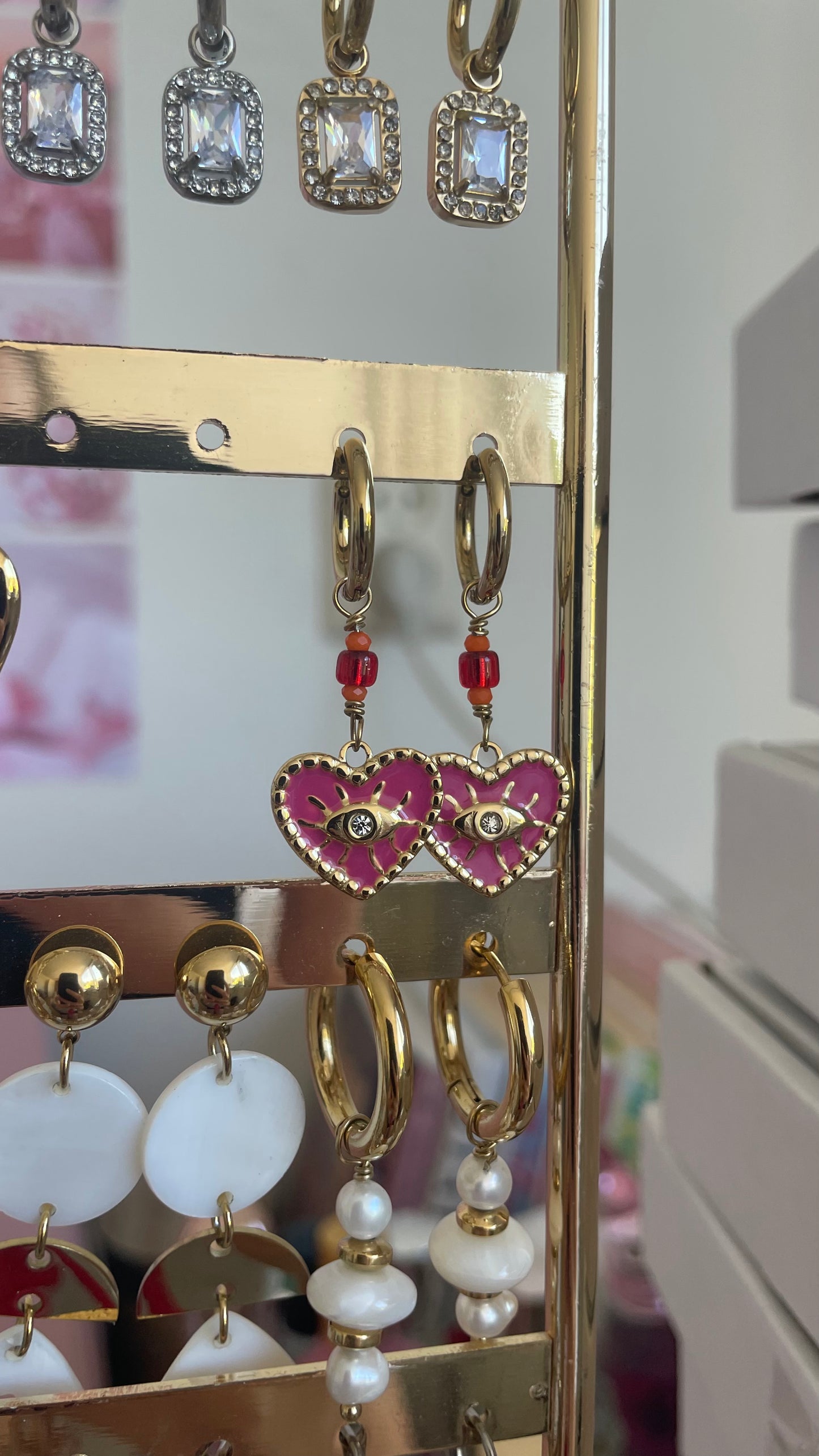 Roze hart oorbellen