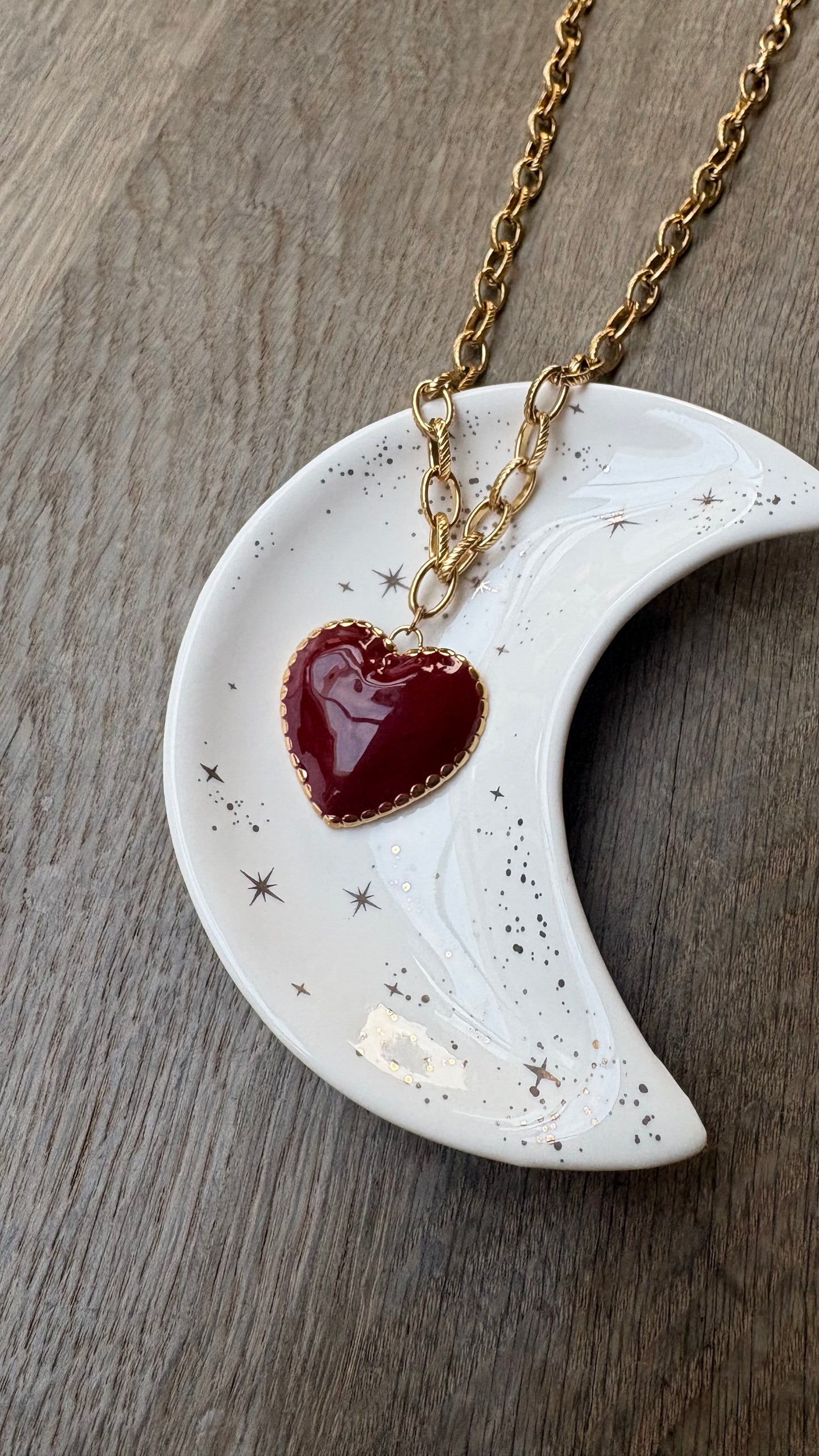 Lange hart ketting bordeaux