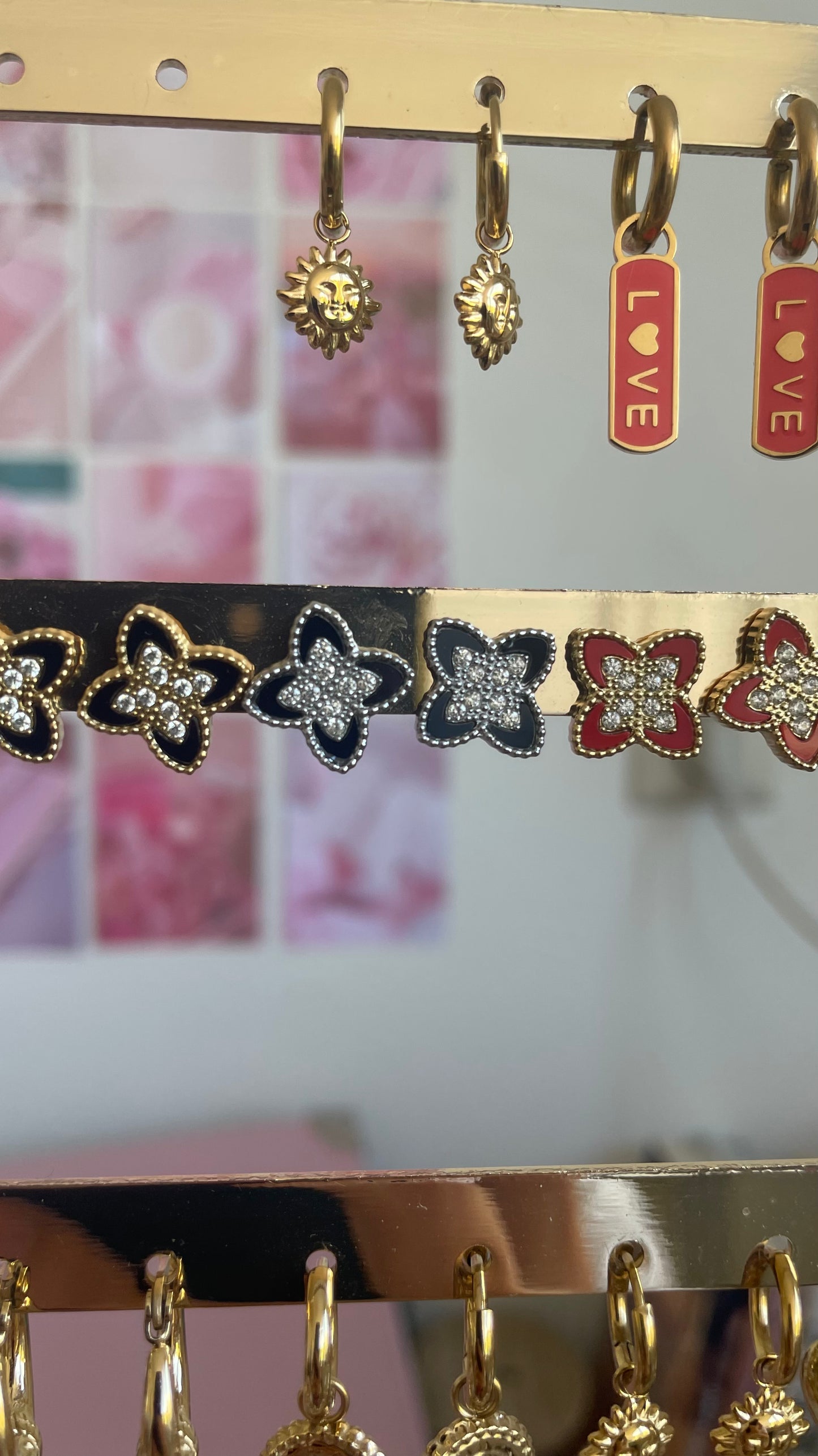 Klaver oorbellen zwart zilver