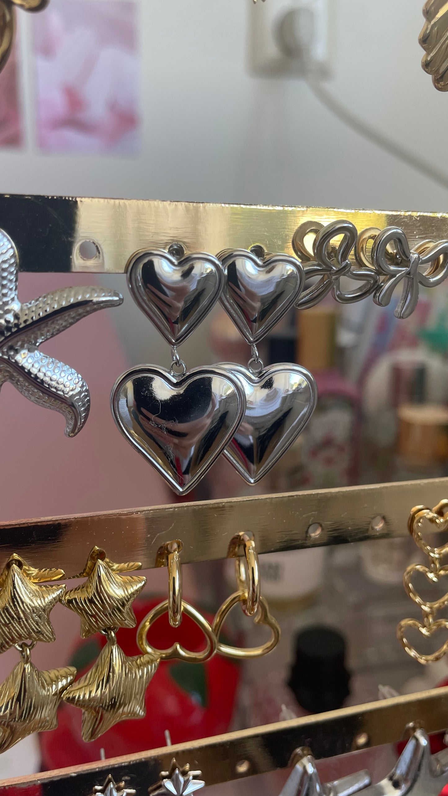 Dubbele hartjes oorbellen zilver