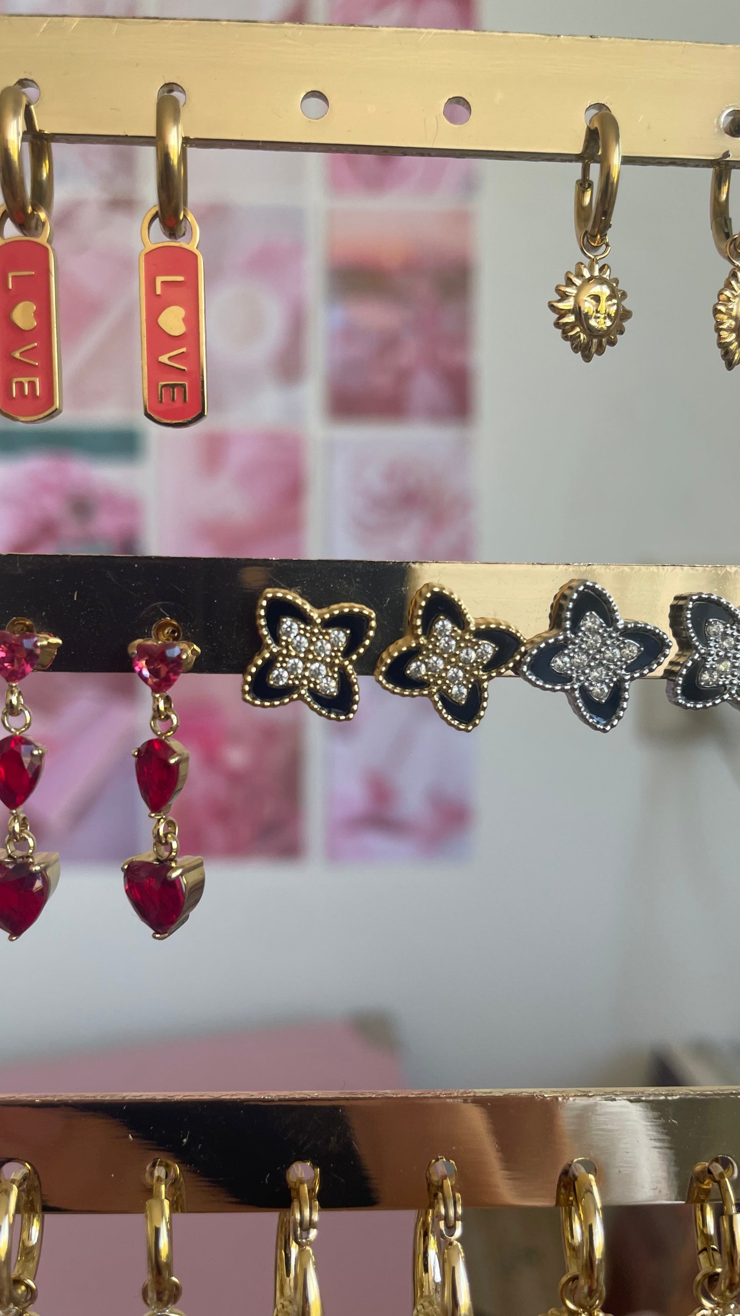 Klaver oorbellen zwart goud