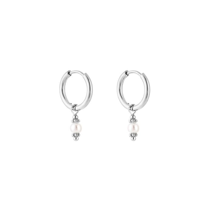 Mini parel oorbellen zilver