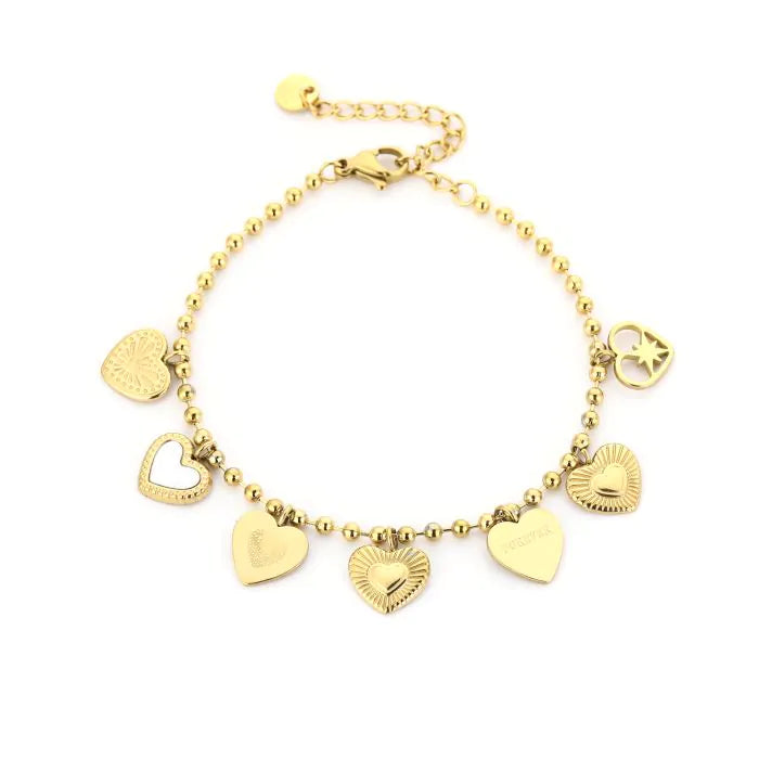 Bedelarmband hartjes 2.0 goud